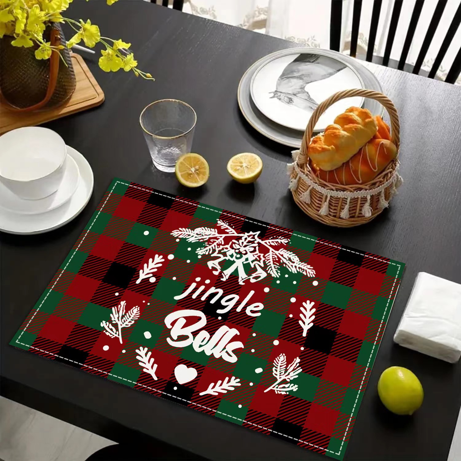 Transfronterizo temu explosión de Navidad invierno árbol de Navidad muñeco de nieve lino estampado conjunto de lino estampado