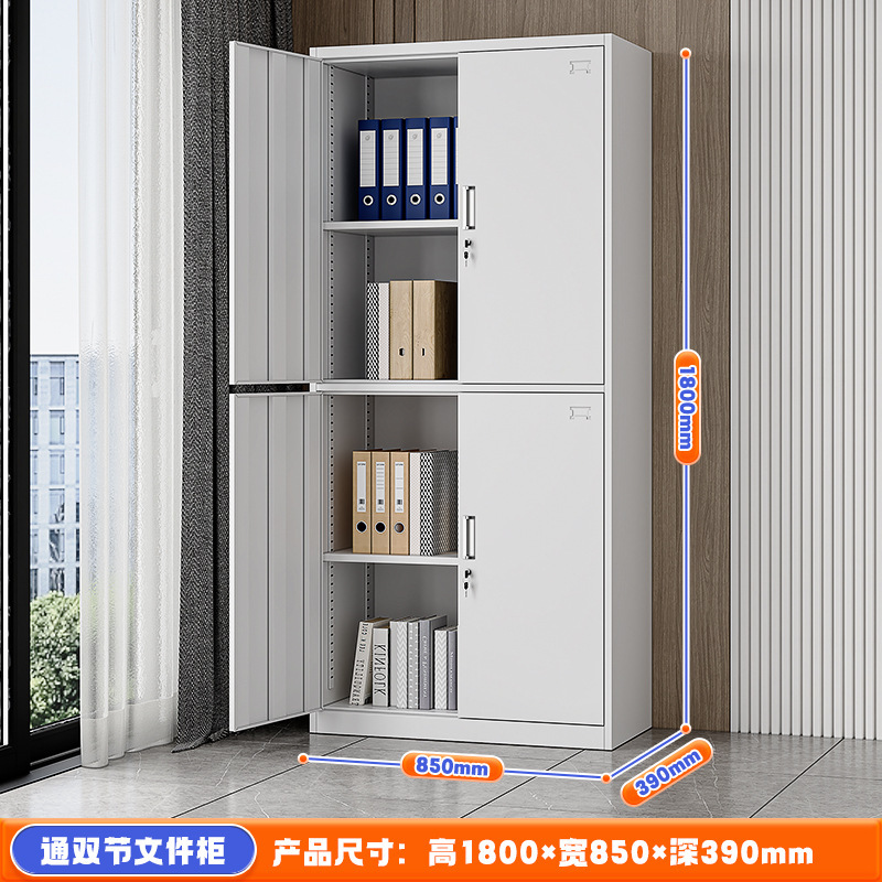 加厚钢制通双节办公文件柜资料柜家用带锁储物柜财务凭证铁皮柜子|undefined
