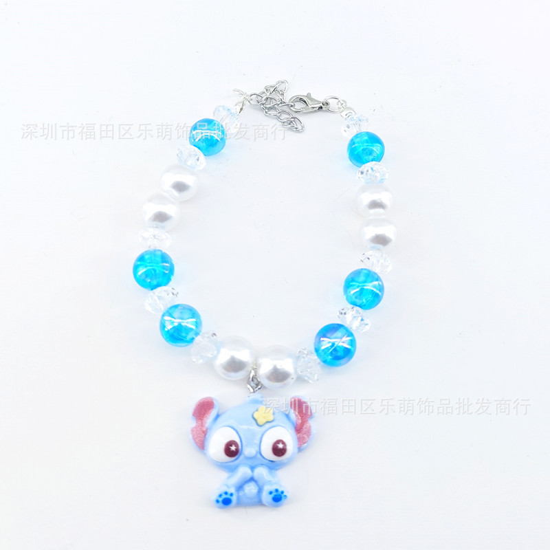 파란색과 흰색 크리스탈 비즈 11개 스티치 팔찌