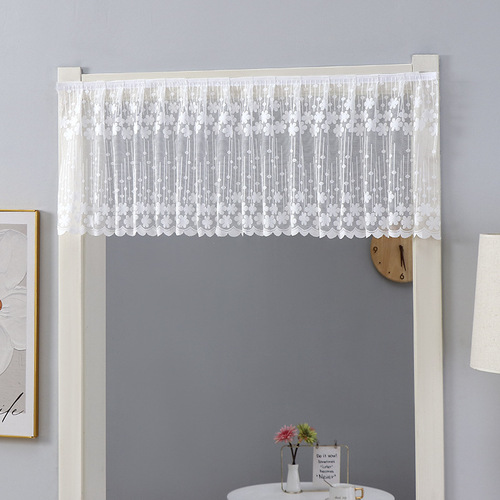 Household lace half curtain covering curtain kitchen cabinet curtain perforation free partition decorative curtain head half curtain velcro curtain curtain