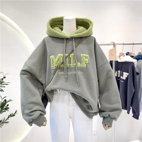 Cross-border sweatshirt jacket European and American Amazon autumn new letter embroidered long-sleeved top women's  sweatshirt women