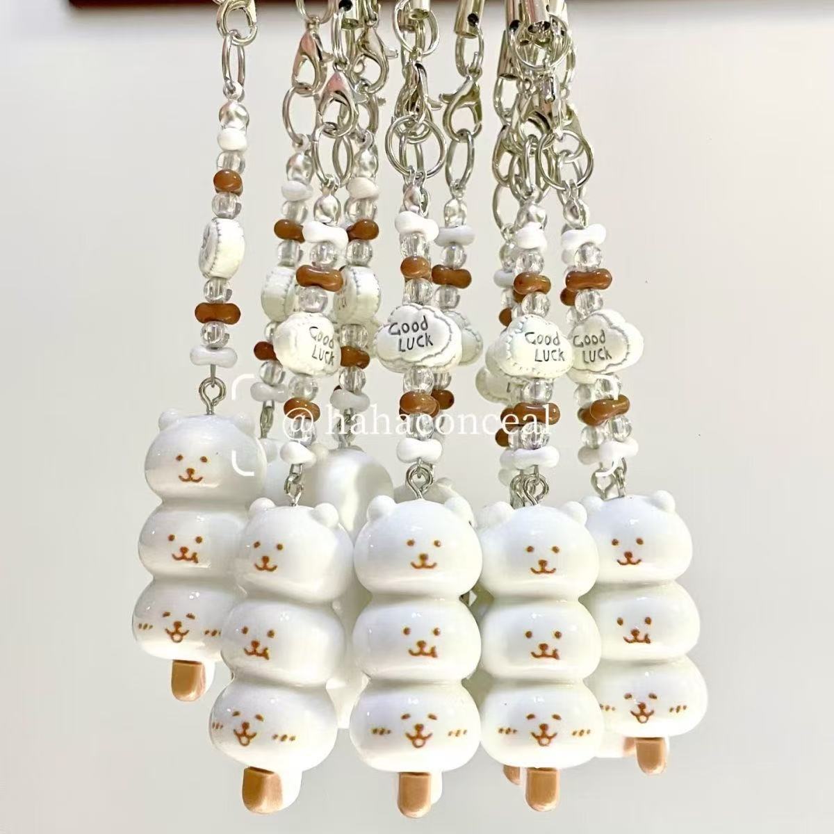 Stacked Ice Cream Self-Deprecating Bear Pendant Cute Mobile Phone Chain Anti-Lost Keychain Bag Pendant Cartoon Animal Pendant