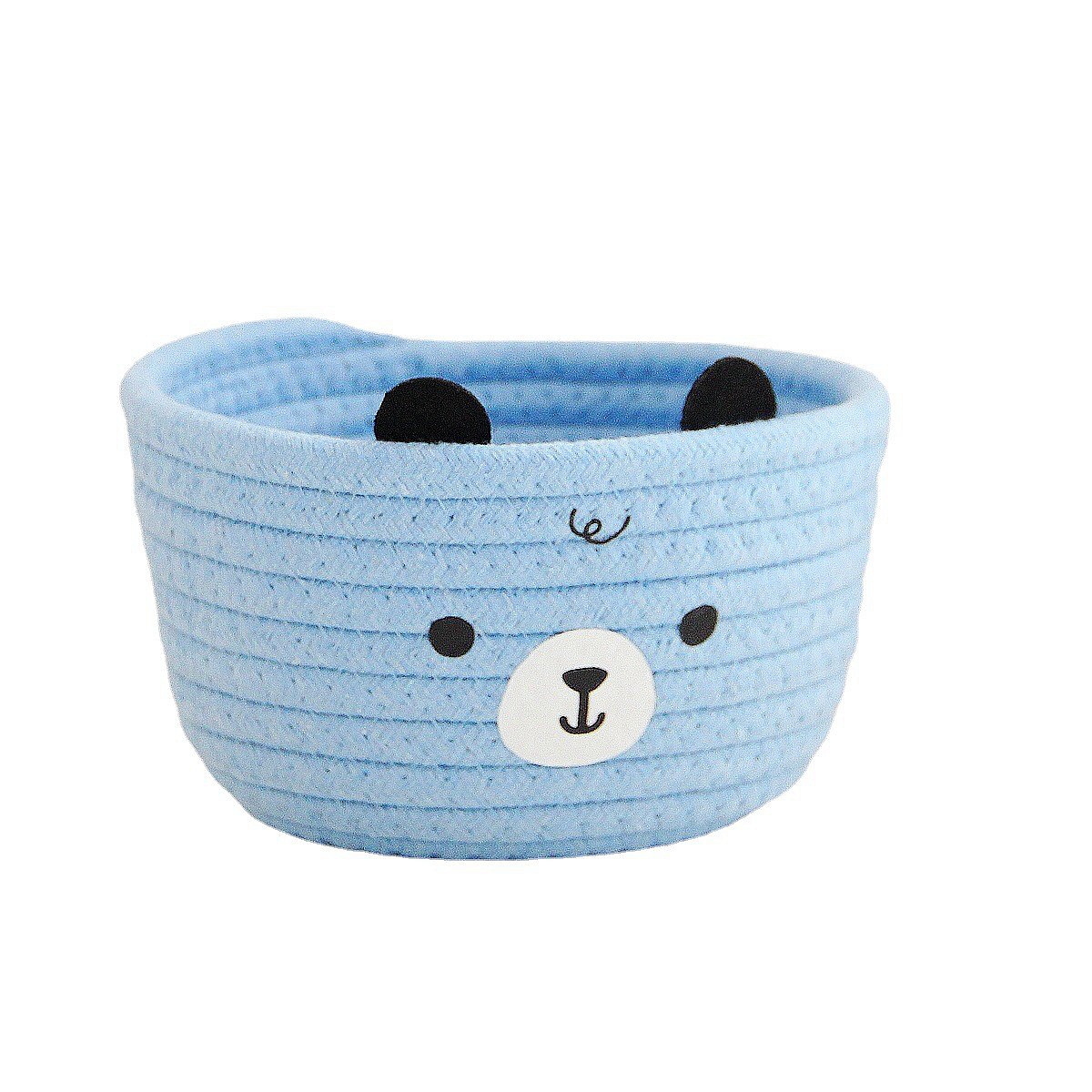 Oso caja de almacenamiento de cuerda de algodón tejida a mano cesta de almacenamiento de escritorio imitación ratán dibujos animados creativo almacenamiento lindo