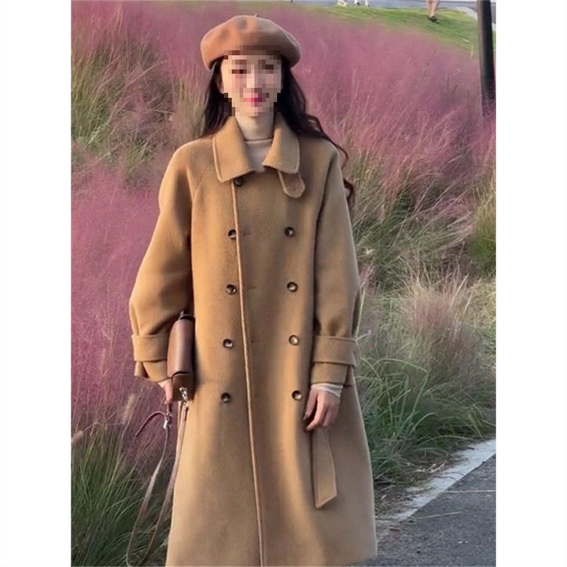 白鸭羽绒内胆毛呢大衣女冬中长款设计感加厚保暖呢子羽绒服外套