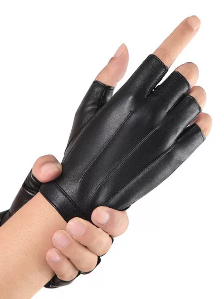 Half-Finger Gloves for Men, Fingerless Outdoor Cycling, Driving, Fitness, Outdoor Fishing, Imitation Leather Gloves