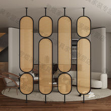北欧铁艺餐厅屏风隔断轻奢藤编酒店玻璃屏风火锅奶茶店现代隔断墙