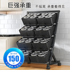 Multi-layer movable kitchen vegetable storage rack household multi-functional fruit and vegetable storage rack floor trolley