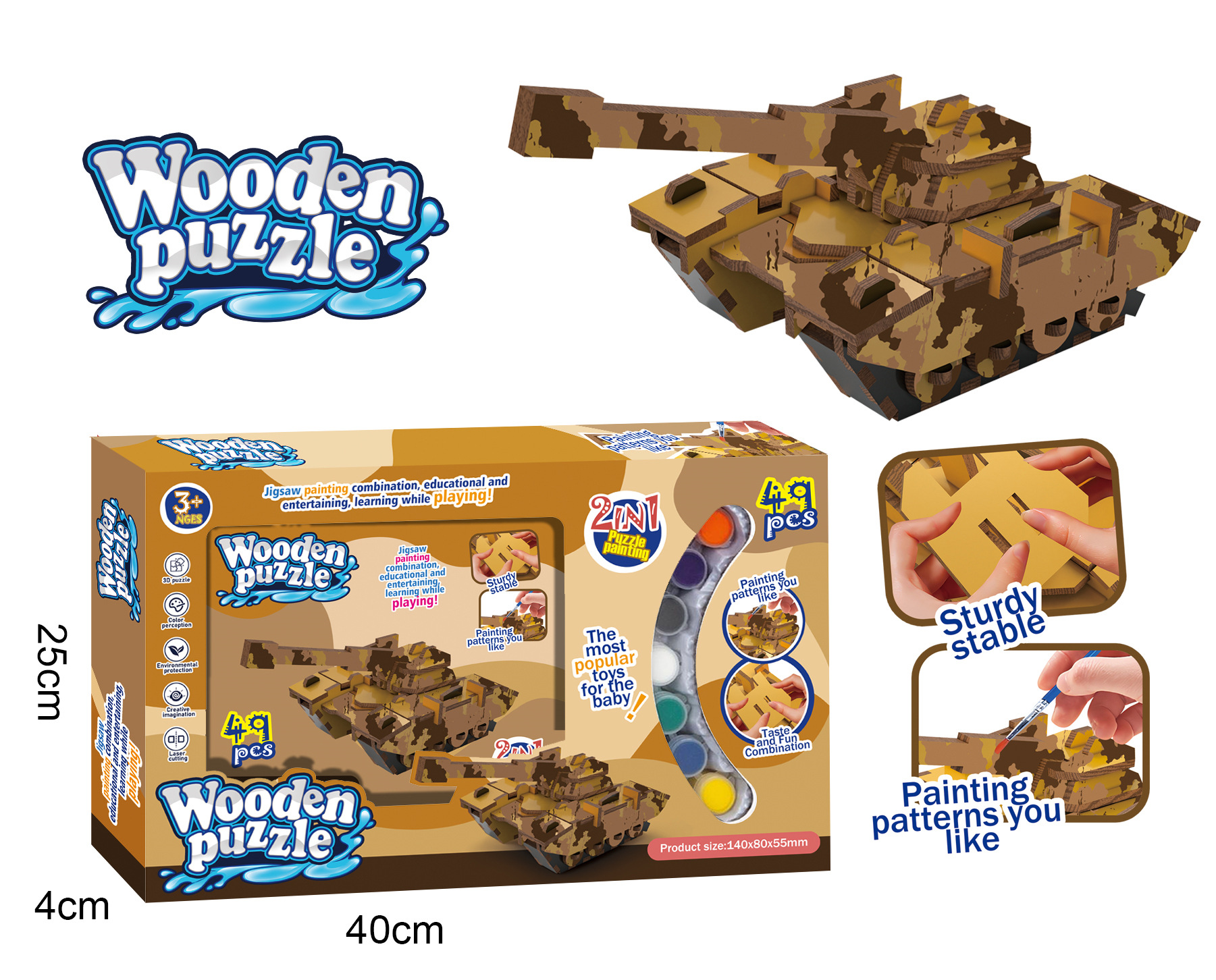 Puzzles de madera transfronterizos DIY 2 en 1 colorido graffiti puzzle puzzle juguetes de regalo para niños regalos lotes