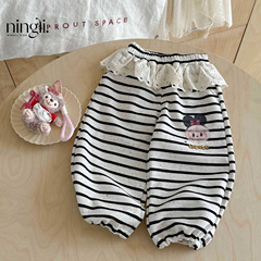 Ningli 女の子パンツ春と秋の新しいスタイルの小さな女の子ベビーアウターウェア子供の秋の子供の秋のカジュアルスウェットパンツ
