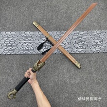 中国木质唐横刀木刀带鞘训练习拔刀剑古风武术道具儿童玩具竹奇换