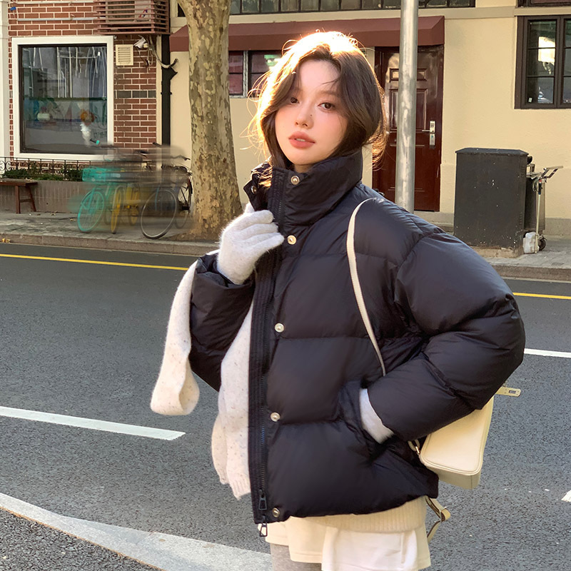 95白鸭绒网红短款羽绒服女冬季2025新款小个子超厚泡芙面包服爆款|undefined