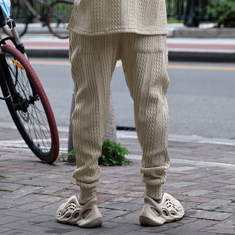 Men's Jacquard Jogger Pants, Casual Trousers With Drawstring_voghion.com
