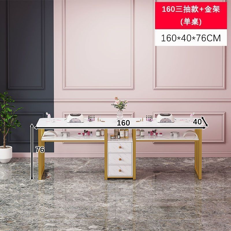网红美甲桌经济型美甲店桌子椅子套装日式轻奢双人美甲台外贸批发|undefined
