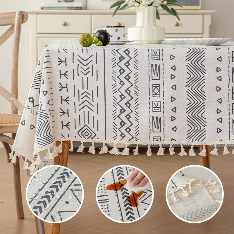 Mantel bohemio impermeable y a prueba de aceite, mantel antideslizante y resistente a las manchas, cubierta de mesa de centro retro única a prueba de polvo
