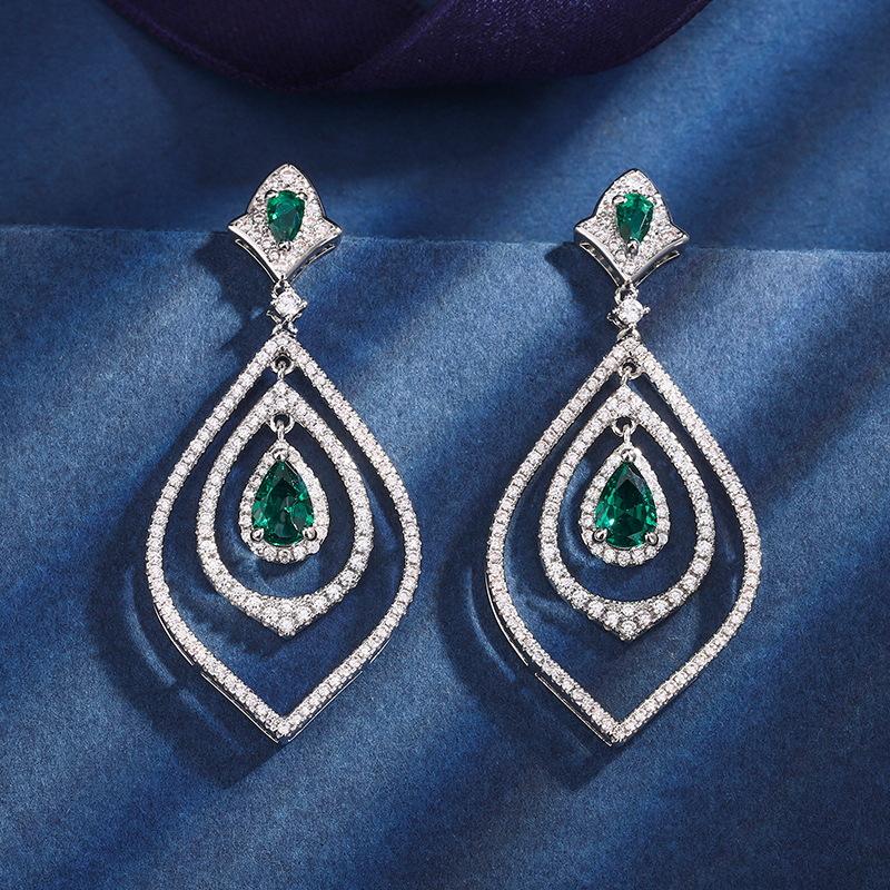 2023 Nueva Zhuang Sheng joyas de cobre inferior chapado en oro de la simulación de color tesoro gota de agua traje de temperamento de piedra principal 5*7