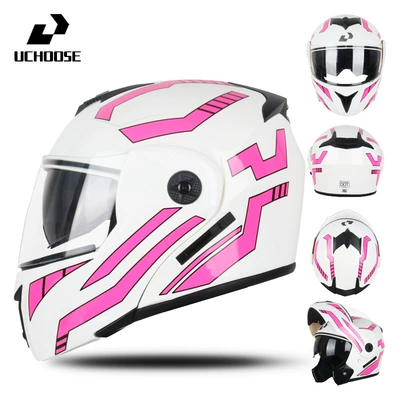 Motorcycle Safety Supplies — Motorcycle Helmets, Cool Full-Face Helmets - bright-white-pink-stripes-s
