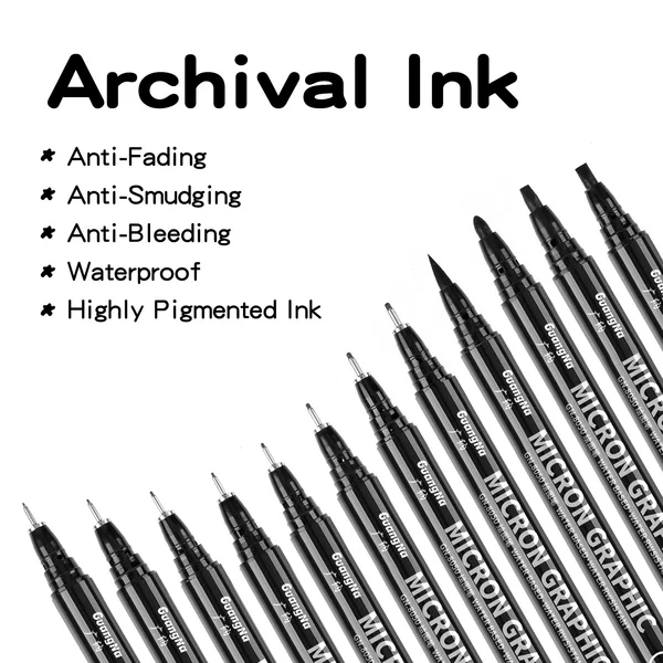 Guangna 8050 Needle Pen Waterproof Hook Line Pen Set Student Art Stroke Pen Drawing Hand-Painted Design Sketch Pen