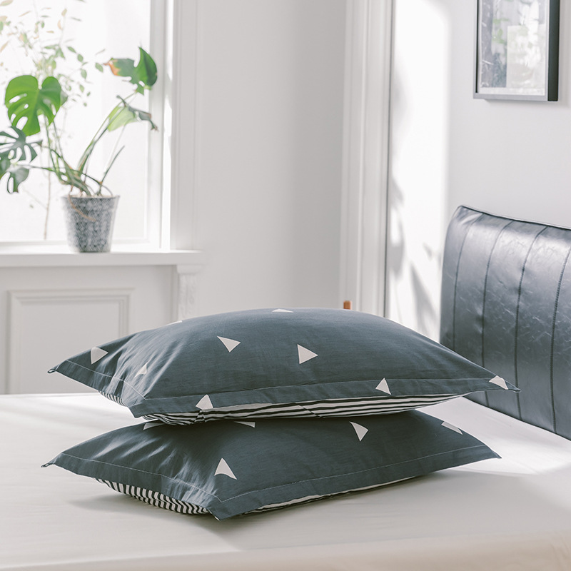 AB双面简约印花枕套 全棉亲肤枕头套 床上用品套件单品厂家批发