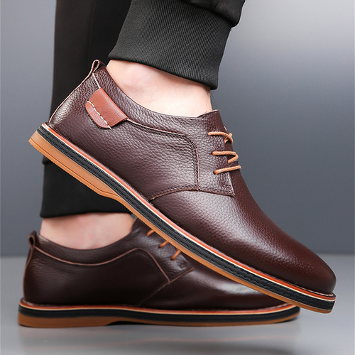 Bestselling Men's Leather Shoes Wide Size Fashion Business Casual Hand-sewn Men's Shoes Soft Sole