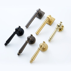 臥室黃銅靜音門鎖室現代分體門鎖北歐簡約金色實木房門鎖具執手鎖