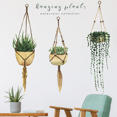 New FX-D233 Hanging Basket Planter: Tropical Succulents for Bedroom, Entranceway, and Wall Decoration—Self-Adhesive Wall Stickers
