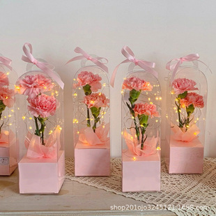 Teacher's Day Single Bouquet Packaging Transparent Pvc Flower Box Flower Packaging Box Lighthouse Box Foldableing Box Ready for Sale