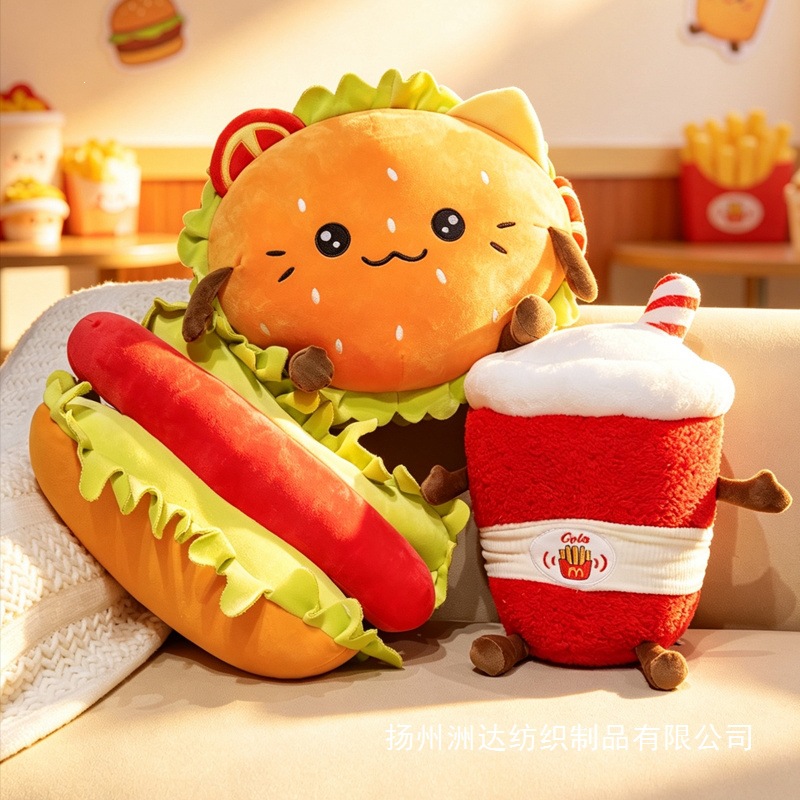 Cojín de Peluche con Forma de Comida de Franela para Cama