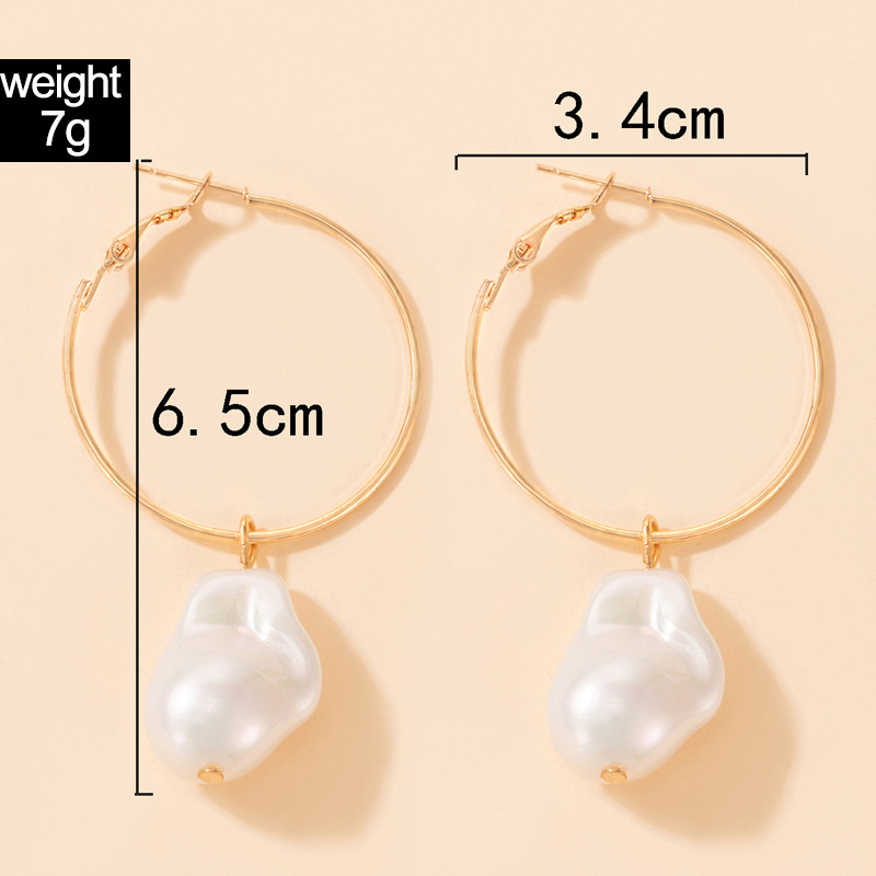 Fashion Ol Jewelry Baroque Pearl Inlaid Alloy Geometric Bead Earrings display picture 2