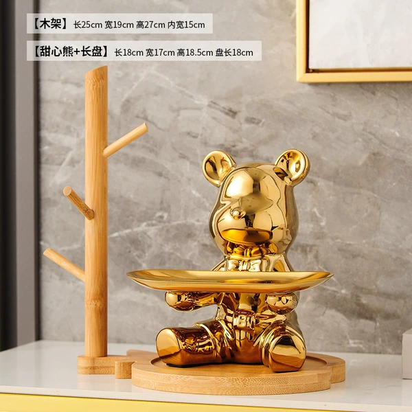 Golden storage bear (one)+wooden frame