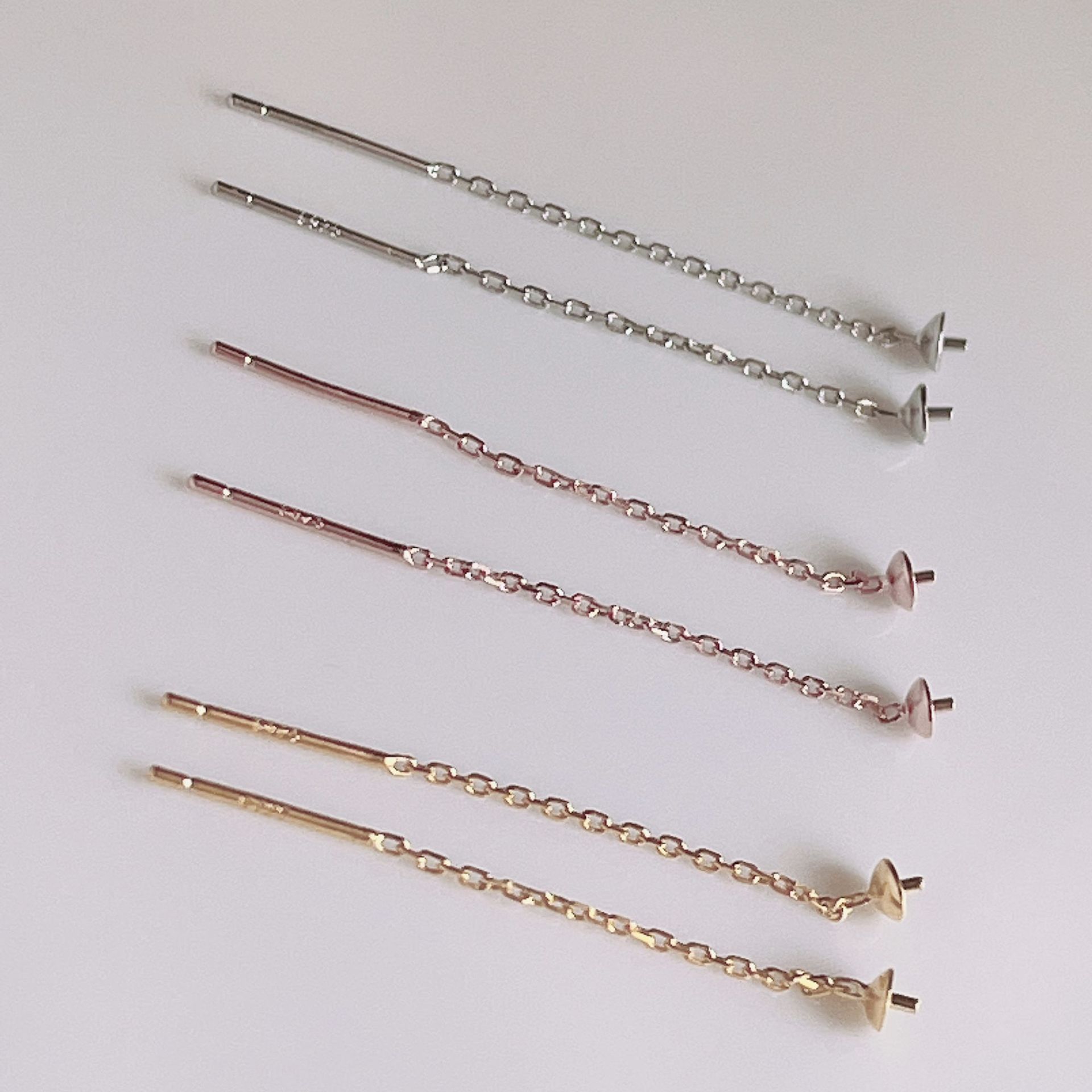 希輪正規品s925純銀十字耳糸diy耳飾りトレー付きイヤリング長い部品材料