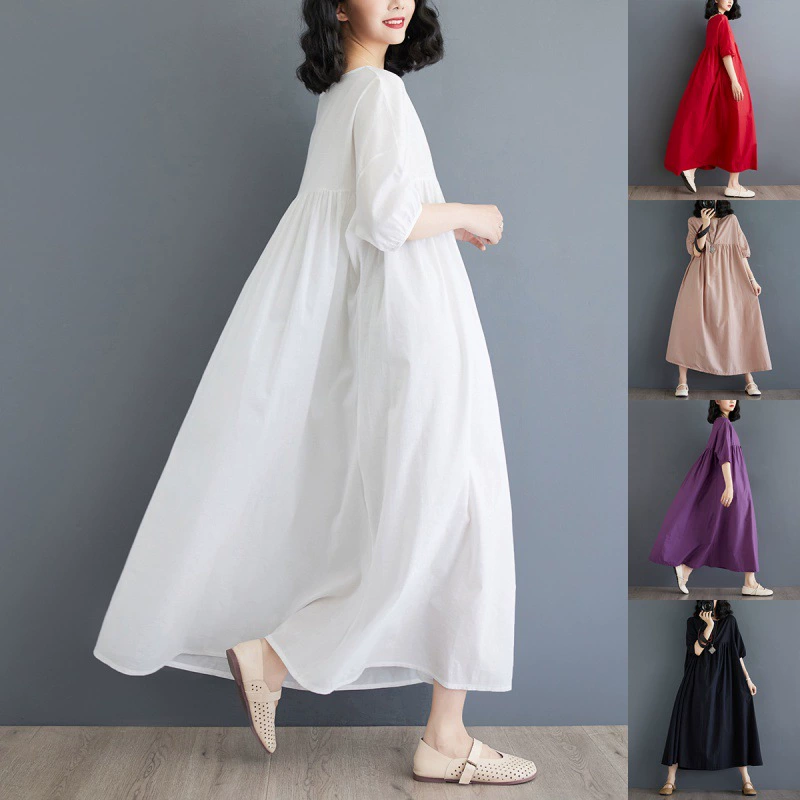 2024 Летнее сказанное развевающиеся платья женский приморский праздник элегантный темперамент длинная юбка хлопок конопля