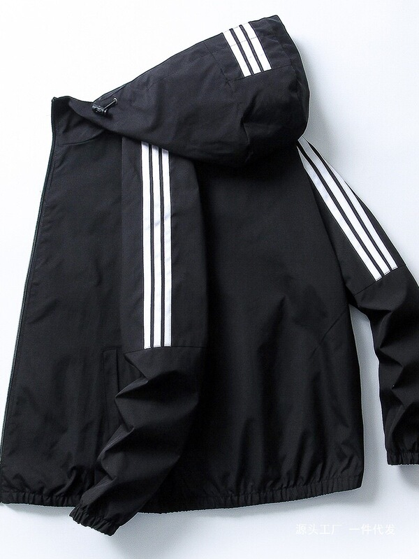 Spring and autumn men's casual sports jacket, trendy outerwear for teenagers and students, lightweight hooded jacket