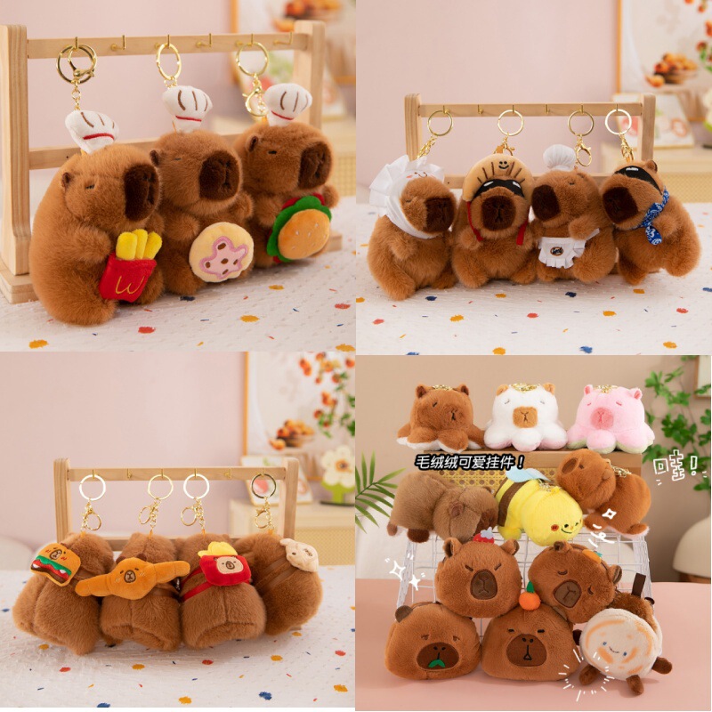 Wholesale Capibala Plush Pendant Animal Cross-Dressing Doll Keychain Capybara Doll Ugly Bag Hanging Chain