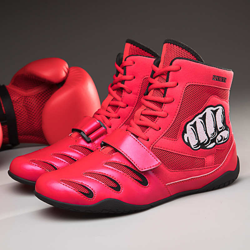 New professional boxing shoes, trendy for teenagers, designed for export, suitable for combat sports, kickboxing, and wrestling, with breathable and non-slip features, ideal for competitions and training