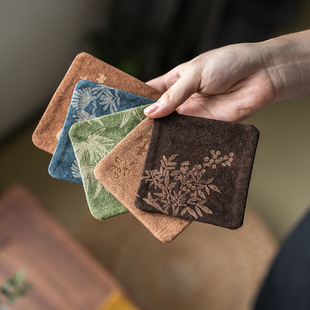 Chinese Tie-dye Tea Cup Mat Kung Fu Tea Set Tea Cup Mat Fabric Non-slip Heat Insulation Mat Light Luxury High-grade Tea Mat