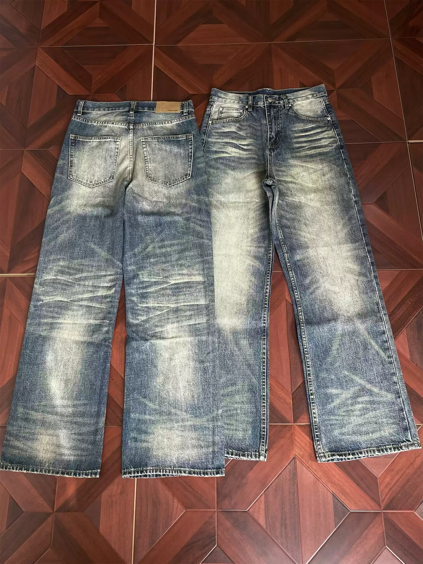 Men's High Street American Style Straight Leg Loose Wide Leg Dark Denim Jeans Slimming Trousers For Autumn And Winter Flowy Trendy_mkmklike.com