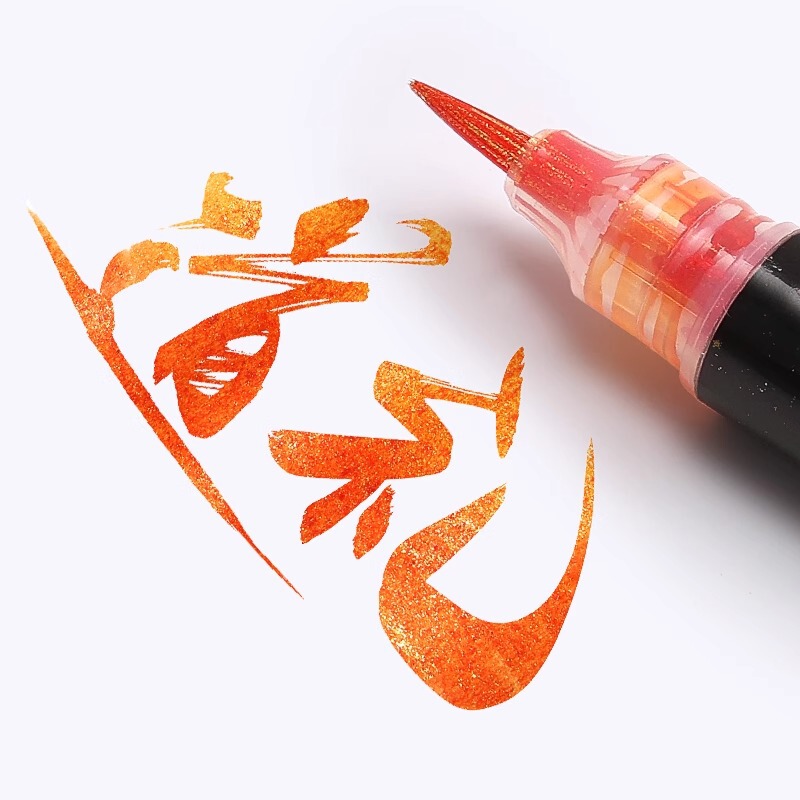 スパークリングバタフライビューティーペンソフトヘッド書道練習ハンドブック落書き絵画蛍光ペングリッター大容量マーカーペン|undefined