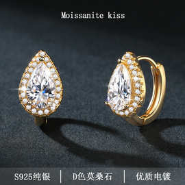 韩版欧美个性梨形水滴莫桑石耳钉耳夹轻奢时尚创意s925纯银耳钉女