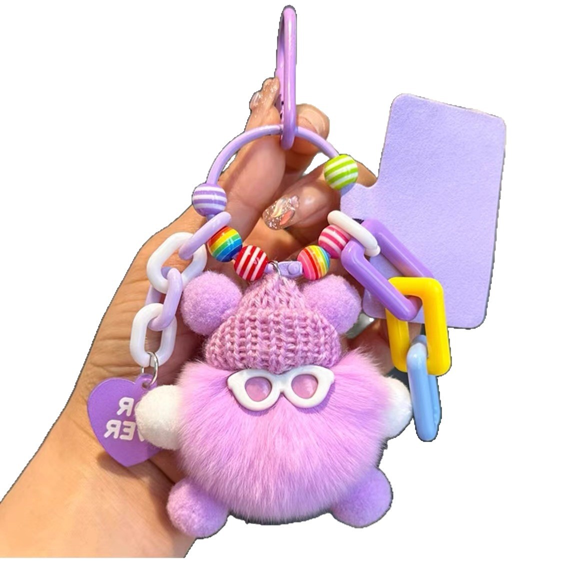 Lindo colgante de bolsa de briquetas de piel de conejo Rex, cosa fea, colgante de muñeca de felpa, colgante de llavero de coche