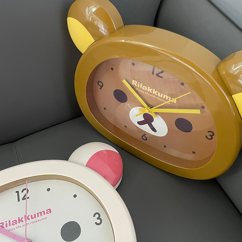 Cute Bear Cartoon Silent Wall Clock Children's Room Kindergarten Living Room Clock Gift Bedroom Goodies
