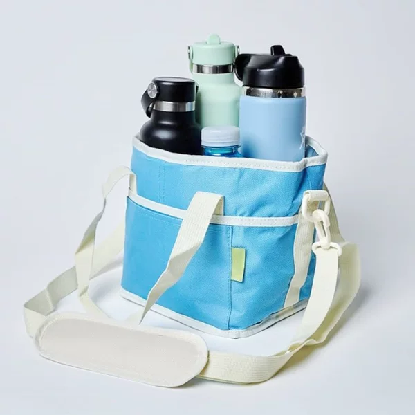 Cross-Border New Portable Water Bottle Bag, Large-Capacity Insulated Cover, Car-Mounted Leak-Proof Beverage Bag, Multi-Functional Four-Compartment Water Bottle Bag