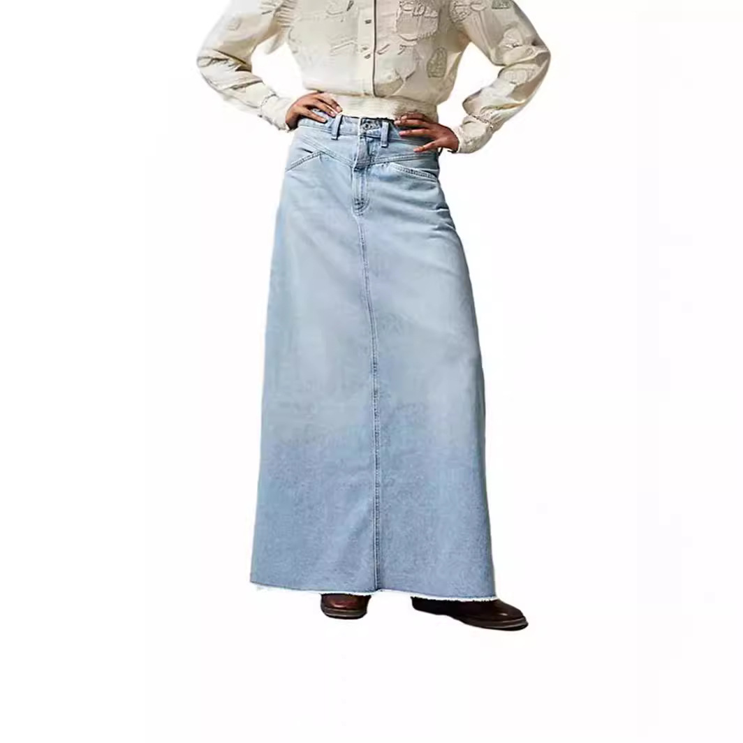 European and American Foreign Trade Cross-Border Supply Summer Women's Loose Straight Casual Denim Half-Length Skirt