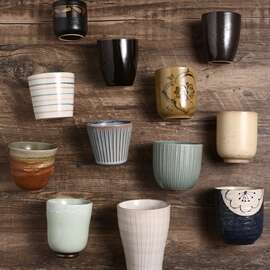 瑕疵简约复古小酒杯陶瓷无把杯手握小杯子家用茶杯刷牙喝水杯日式