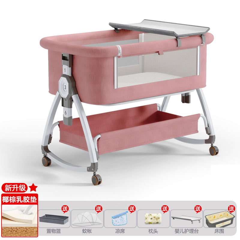 Cuna de bebé recién nacido cama costura Cama grande Baby Shaker BB cama de los niños cuna cama multifuncional móvil plegable image 61