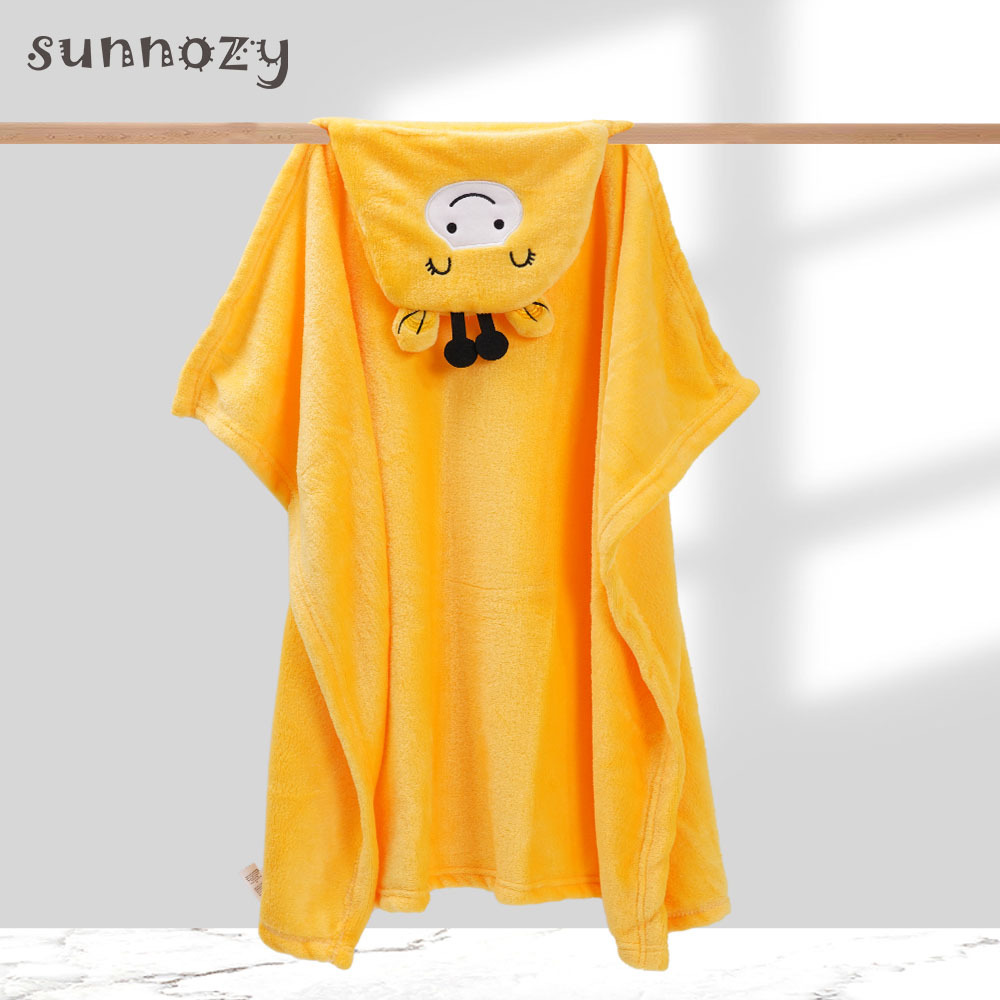 Manta de Coral para Bebés Sunnozy, Universal para Todas las Estaciones, con Capucha, Diseño de Dibujos Animados, Suave