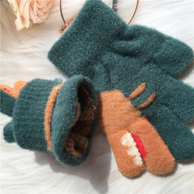 Children's Korean Edition Dinosaur Jacquard Crystal Velvet Knitted Autumn Winter Warm Boys and Girls' Writing Gel Two_voghion.com
