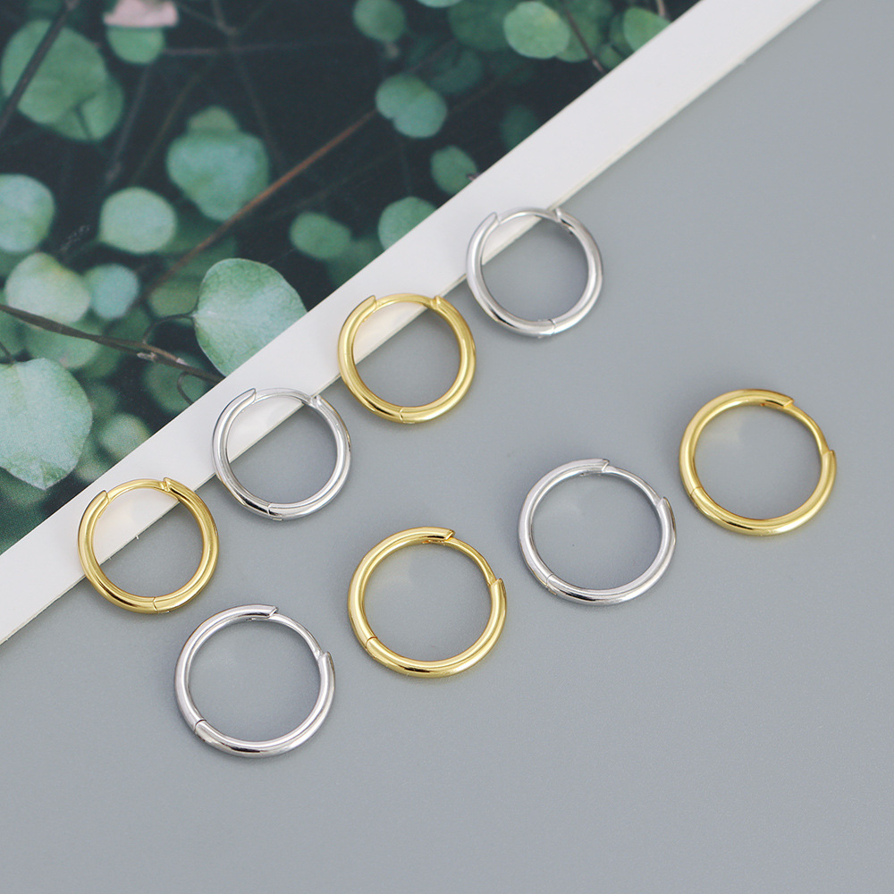 Daily Occasion Simple Style Circle Silver Earrings Plating 925 Silver Earrings
