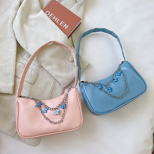 Underarm Small Bag Women's Bag  New Korean Style Butterfly Jewelry Chain Small Bag Casual Fashion Shoulder Handbag