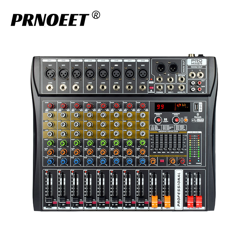 专业调音台8路直播带蓝牙USB酒吧舞台演出家用小型音响数字混音器