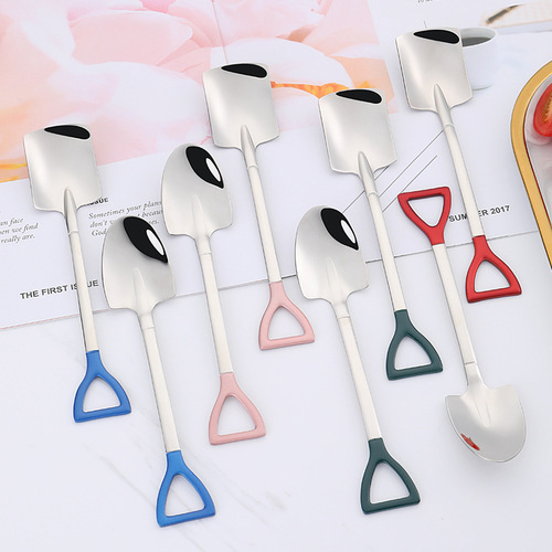 304 stainless steel spoon, viral watermelon spoon, multi-functional creative small shovel, spade spoon, dessert and ice cream spoon